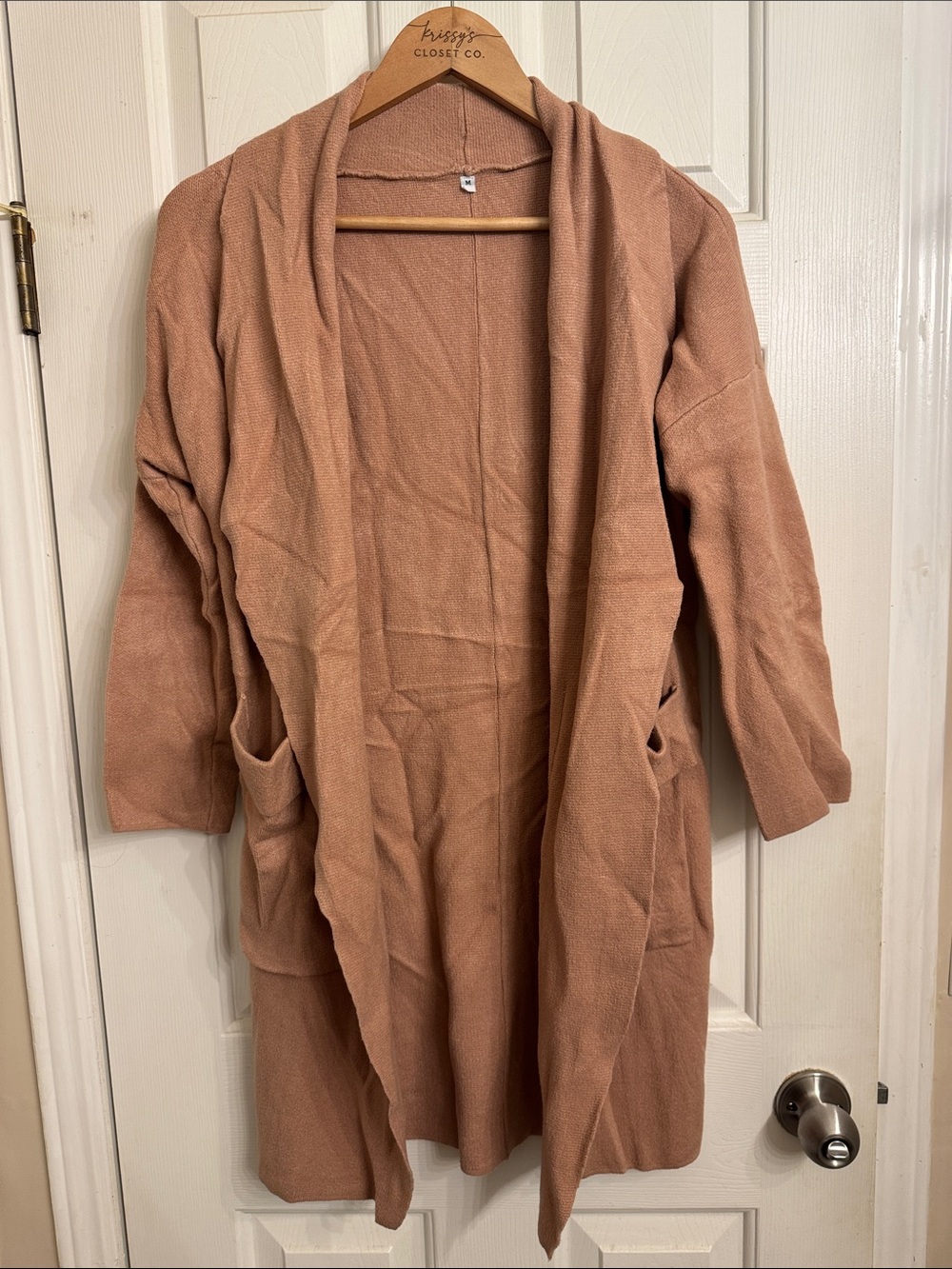 Open-Front Long Cardigan Coat in Mauve